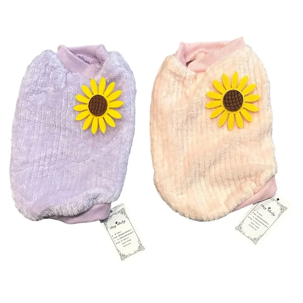 Winter Warm Pet Dog Sweater Cute Chrysanthemum Print for Small Teddy Costume Cat